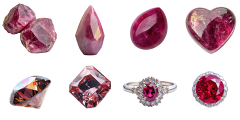 Ruby gems isolated 3d mockup without background using for all purpose.