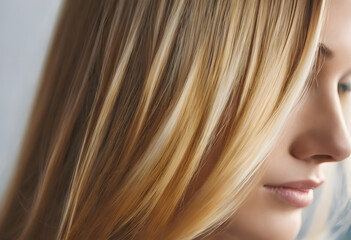 Fototapeta premium Close-up of wavy, blonde hair with natural highlights.