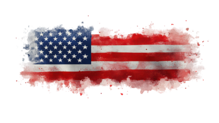 Minimalist American flag design on a clean white background, emphasizing simplicity and patriotic symbolism in a contemporary style