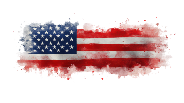 Minimalist American flag design on a clean white background, emphasizing simplicity and patriotic symbolism in a contemporary style