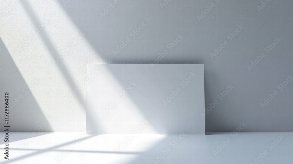 Poster pristine white sheet of paper illuminated by natural light in a minimalist indoor setting. generativ