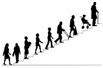 professional people silhouette on stairs vector for business and growth themes