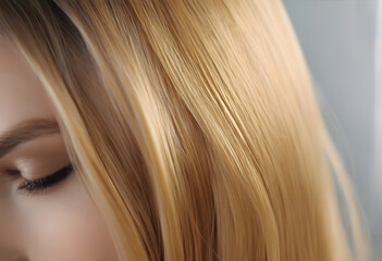 Fototapeta premium Close-up of wavy, blonde hair with natural highlights.