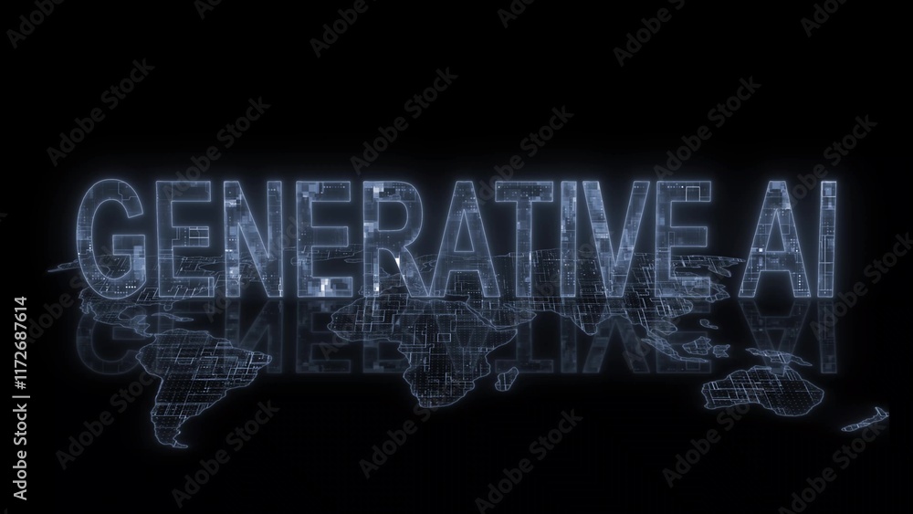 Aufkleber 3d generative ai text technology earth map
