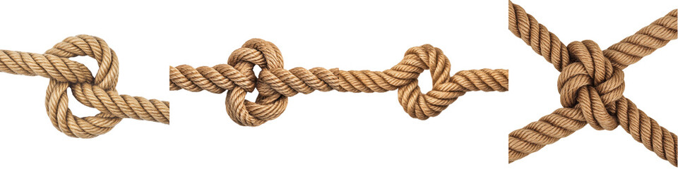 Closeup of intricately tangled and braided rope knots creating an abstract graphic texture and pattern  The intertwined and interlinked cords form a complex interlinked design