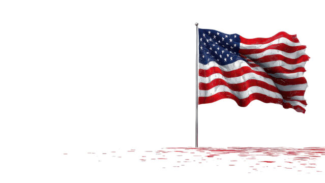 Minimalist American flag design on a clean white background, emphasizing simplicity and patriotism in a modern aesthetic.