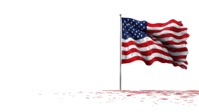 Minimalist American flag design on a clean white background, emphasizing simplicity and patriotism in a modern aesthetic.