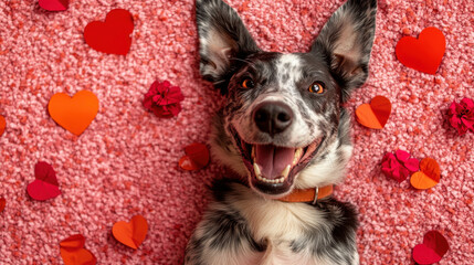 Cheerful Australian Cattle Dog on Pastel Background