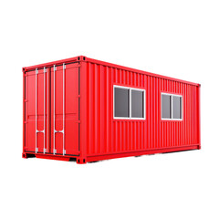 Long Red Modular Container with Multiple Windows