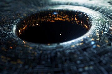 Illustration depiction theoretical scientific principles like quantum mechanics and black holes. Hole in space.