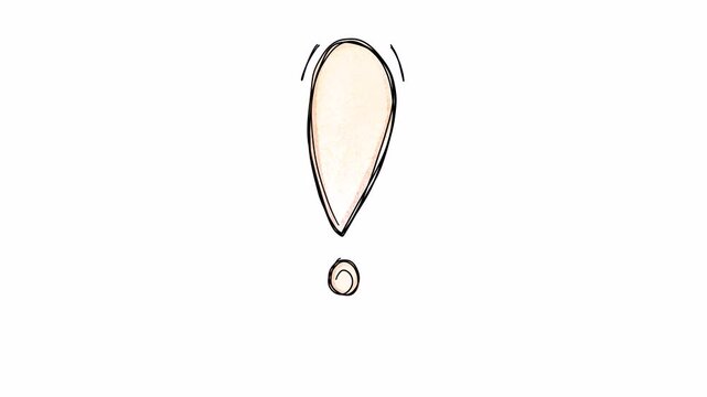 Hand drawn animated doodle of exclamation point. Video clip with alpha channel.