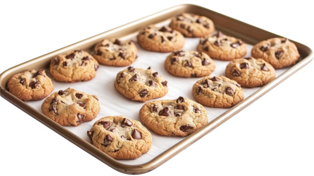 A tray of delicious cookies or pastries on a baking sheet, freshly baked, isolated on transparent background