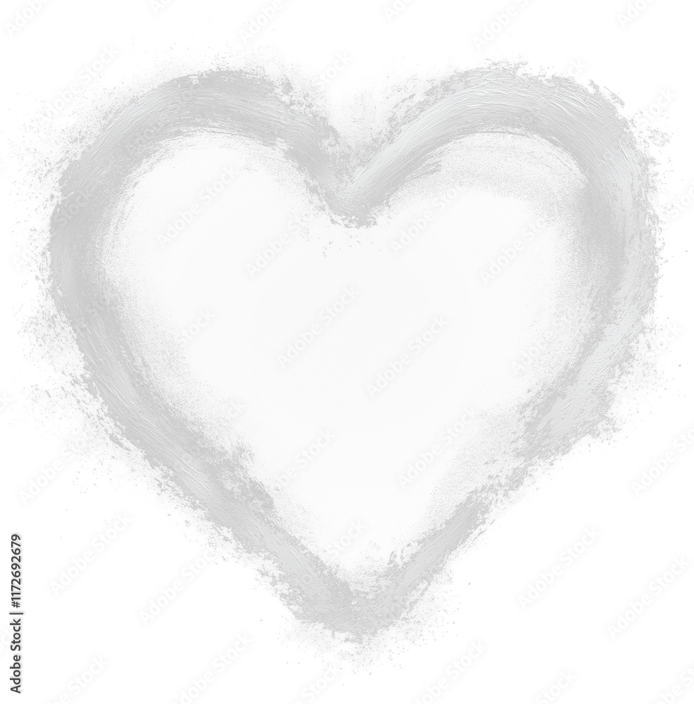 Aufkleber black heart outlined with faint white brush strokes, isolated on transparent background, creating mi