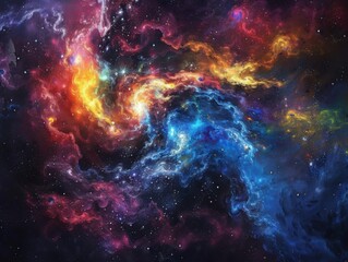 Fototapeta premium Colorful Swirls of Cosmic Nebula in Space
