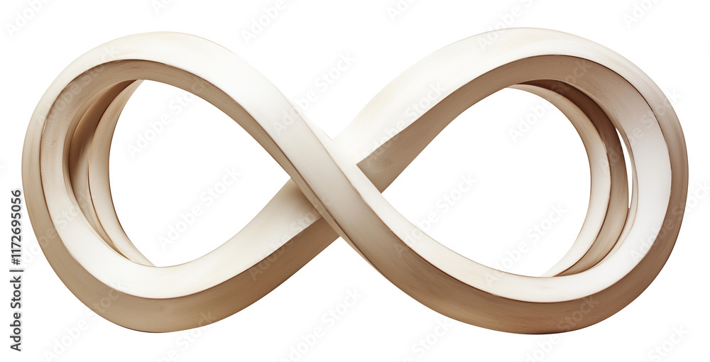 Poster smooth infinity symbol made of pearl like material, isolated on transparency background, showcasing 