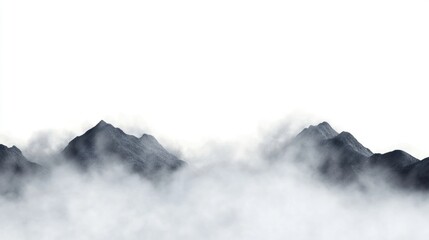 Misty Mountain Peaks Emerging from Clouds: A Serene Landscape Photography
