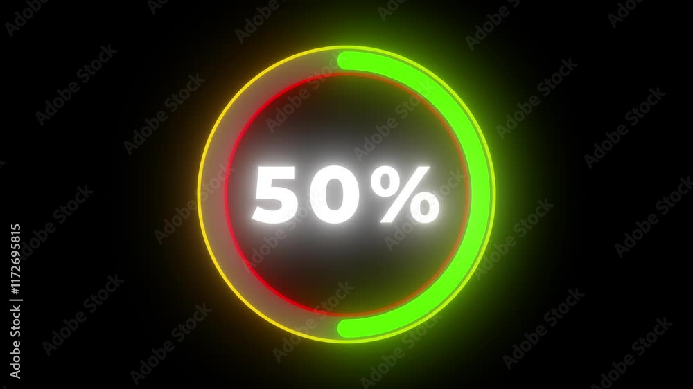 Poster cgi motion graphic footage of hi-tech loading screen or countdown with percentage going from 0 to 10