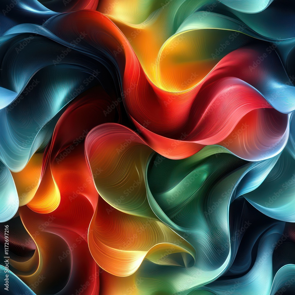 Poster seamless abstract multicolored liquid dreamy waves pattern