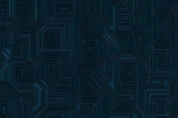 Abstract close-up of a glowing blue digital circuit board, showcasing intricate connections and technological design on a black background.
