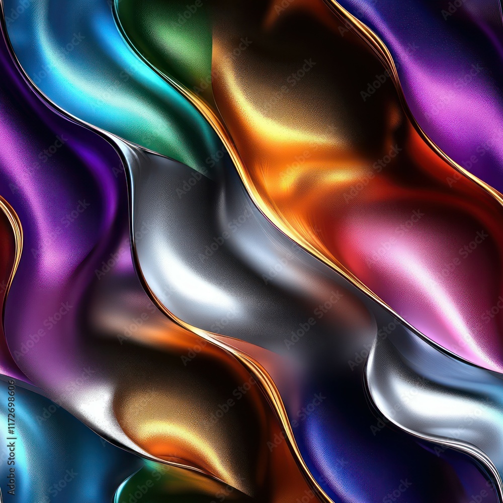 Poster seamless multicolored liquid decorative waves texture pattern