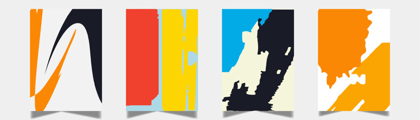 Modern abstract covers set, geometric color splash designs, contemporary expression