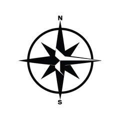 Naklejka premium compass in a circle, outline, silhouette, vector, illustration, isolated on white background