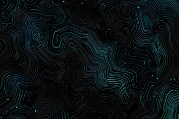 Obraz premium Abstract close-up of a glowing blue digital circuit board, showcasing intricate connections and technological design on a black background. 