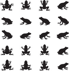Silhouette Frog icon set collection frog logo with white background