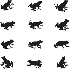 Silhouette Frog icon set collection frog logo with white background