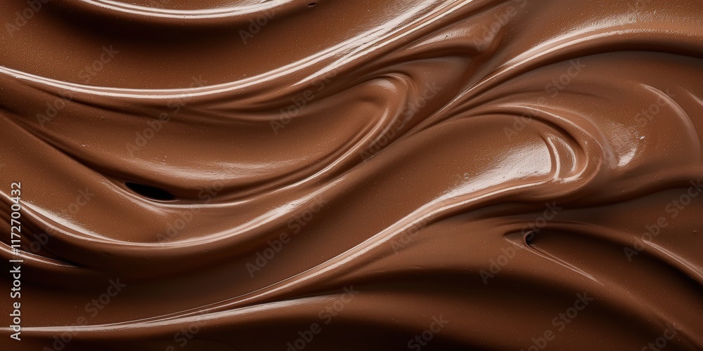 Poster rich smooth texture of thick chocolate slathered across a surface highlighting swirls and curves in 