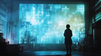 Digital Holographic Display in a Factory Setting with Person Silhouette