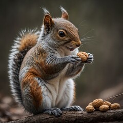 Obraz premium A squirrel holding a peanut in its paws.