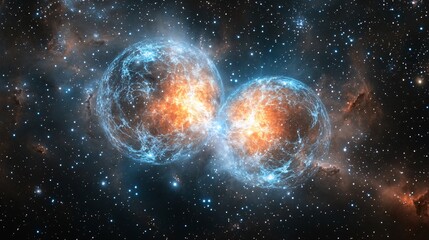 Explosive Cosmic Collision of Two Celestial Bodies in Space