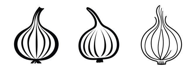Onion icon, outline, silhouette, vector, illustration, isolated on white background