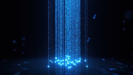Streams of binary code cascade like a waterfall, connecting glowing nodes. A metaphor for interconnected systems and the seamless flow of information