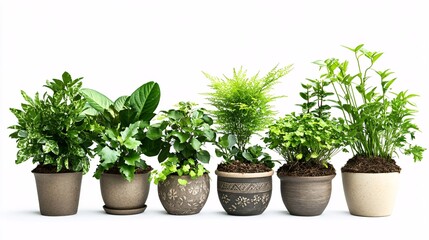 Fototapeta premium Collection of Indoor Potted Plants in Decorative Pots for Home