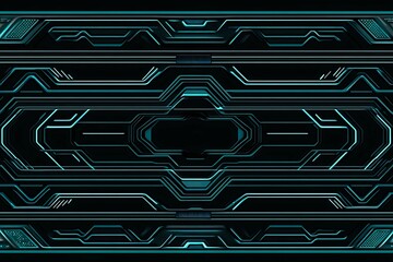 Abstract close-up of a glowing blue digital circuit board, showcasing intricate connections and technological design on a black background.
