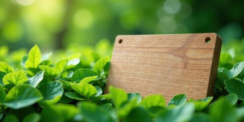 Wooden Sign in Lush Greenery A Natural Background for Your Message