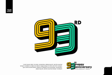 Number 93 logo icon design, 93rd birthday logo number, anniversary 93