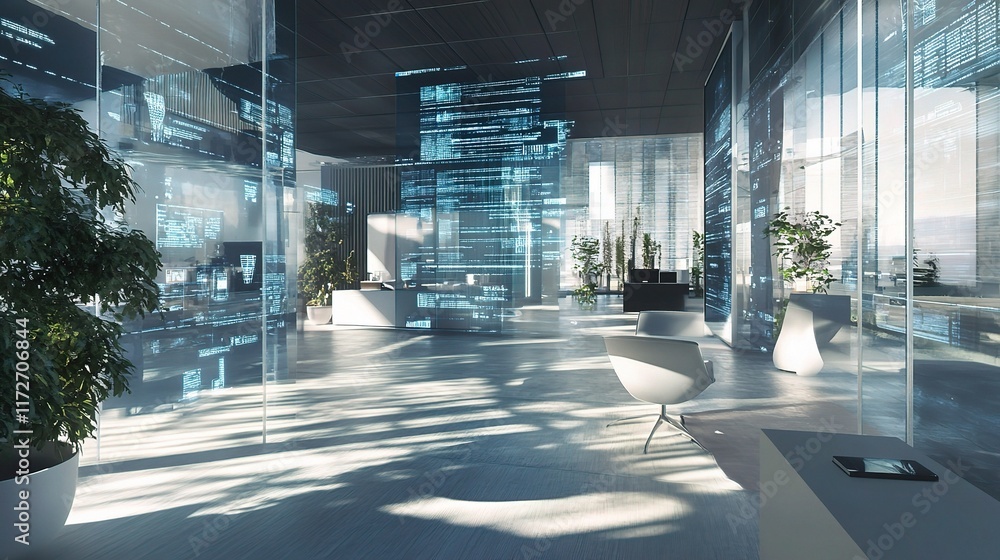 Aufkleber high-tech 3d render of digital office environment with clear space