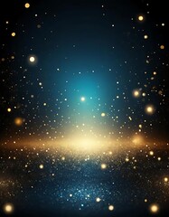 Obraz premium Golden Glitter Sparkles on Dark Blue Background