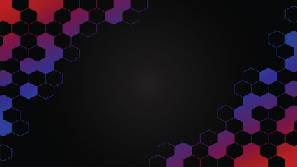 Red and blue abstract hexagon background 