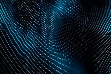 Abstract close-up of a glowing blue digital circuit board, showcasing intricate connections and technological design on a black background.
