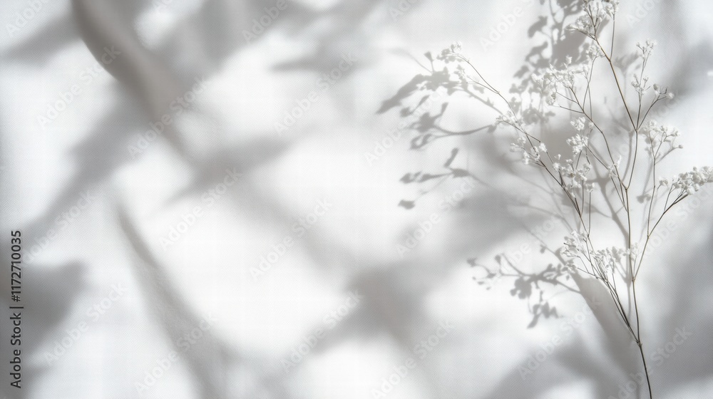 Aufkleber elegant white sheet of paper with delicate shadows and floral accents creating a serene atmosphere i