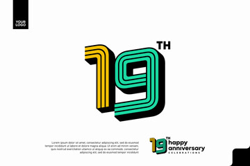 Number 19 logo icon design, 19th birthday logo number, anniversary 19
