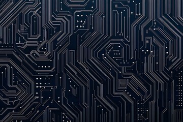 Abstract close-up of a glowing blue digital circuit board, showcasing intricate connections and technological design on a black background.
