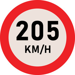 205 Kilometer Speed Limit Sign