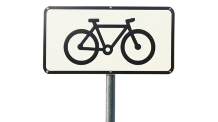 Bicycle route signage cycling sign, isolated on transparent background