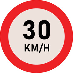 30 Kilometer Speed Limit Sign