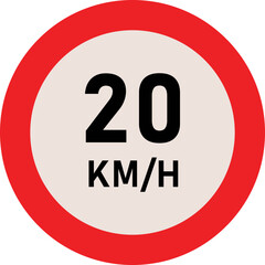 20 Kilometer Speed Limit Sign